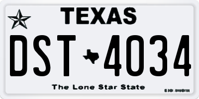 TX license plate DST4034