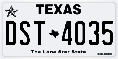 TX license plate DST4035