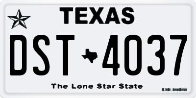 TX license plate DST4037