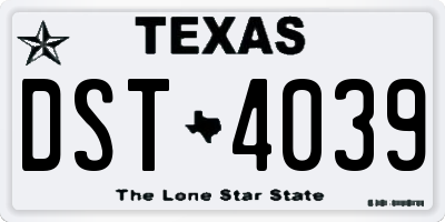TX license plate DST4039