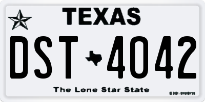 TX license plate DST4042