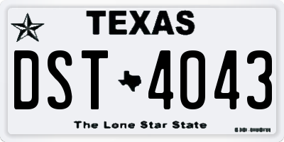 TX license plate DST4043