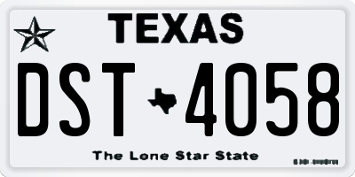 TX license plate DST4058