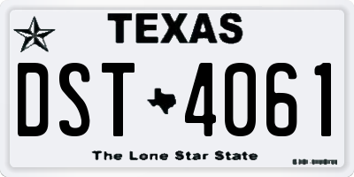 TX license plate DST4061