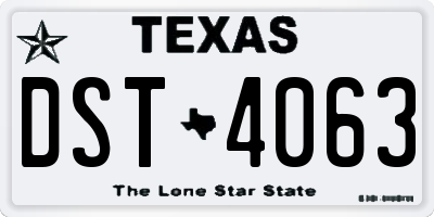 TX license plate DST4063