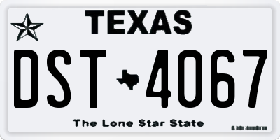 TX license plate DST4067
