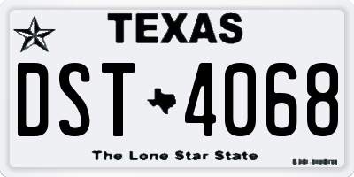 TX license plate DST4068
