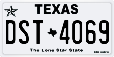 TX license plate DST4069