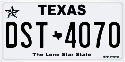 TX license plate DST4070