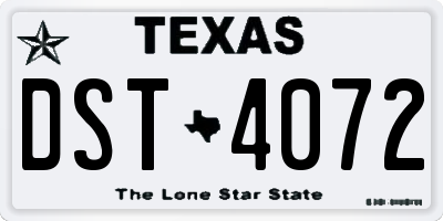 TX license plate DST4072