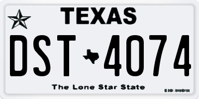 TX license plate DST4074