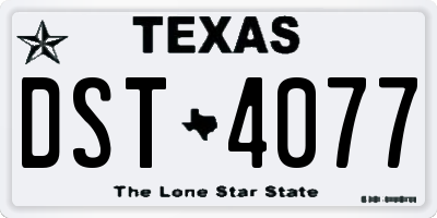 TX license plate DST4077