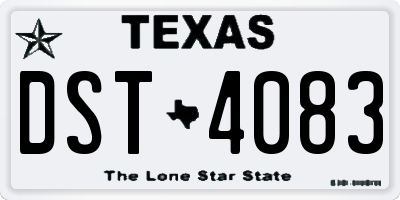 TX license plate DST4083