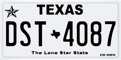 TX license plate DST4087