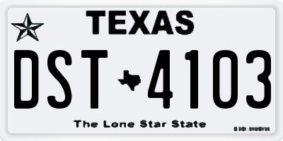 TX license plate DST4103