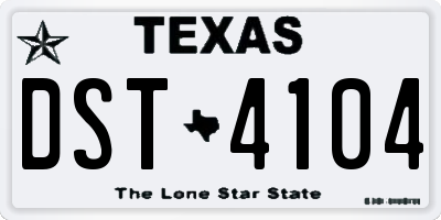 TX license plate DST4104