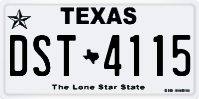 TX license plate DST4115