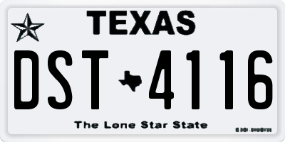 TX license plate DST4116