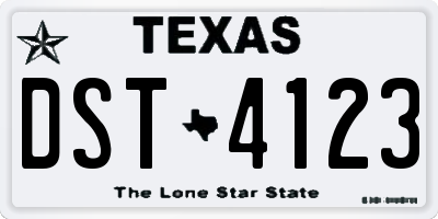 TX license plate DST4123