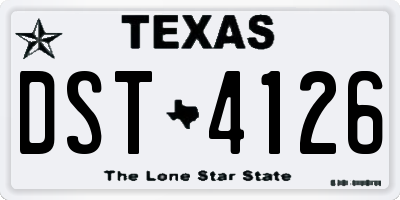 TX license plate DST4126