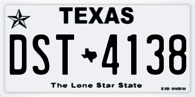 TX license plate DST4138