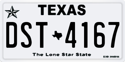 TX license plate DST4167
