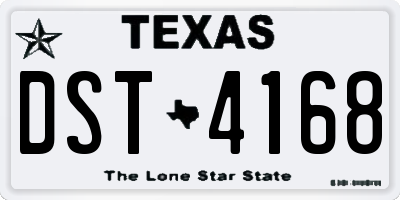 TX license plate DST4168