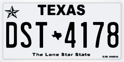 TX license plate DST4178