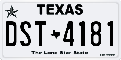 TX license plate DST4181
