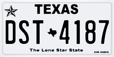 TX license plate DST4187