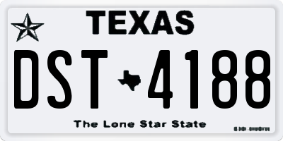 TX license plate DST4188