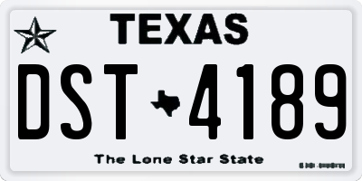 TX license plate DST4189