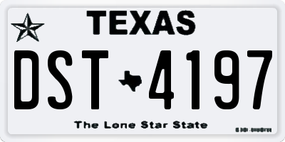 TX license plate DST4197