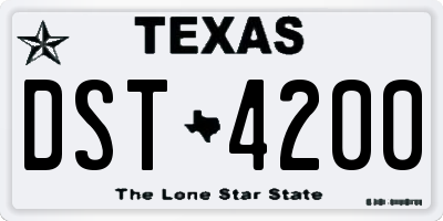TX license plate DST4200