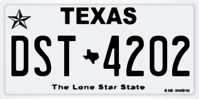 TX license plate DST4202
