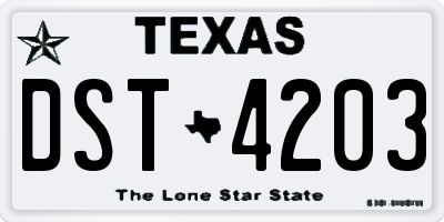TX license plate DST4203