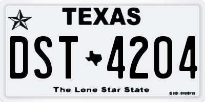 TX license plate DST4204