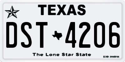 TX license plate DST4206