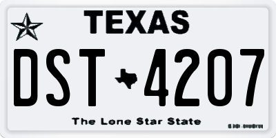 TX license plate DST4207