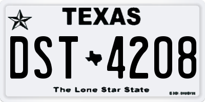 TX license plate DST4208