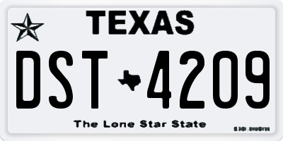 TX license plate DST4209