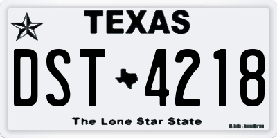 TX license plate DST4218