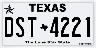TX license plate DST4221