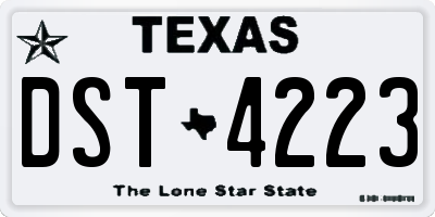 TX license plate DST4223