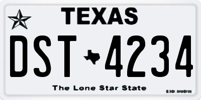 TX license plate DST4234