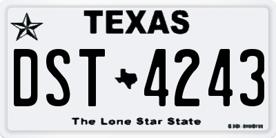 TX license plate DST4243