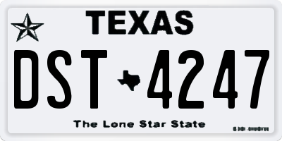 TX license plate DST4247