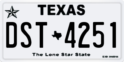 TX license plate DST4251