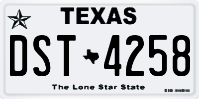 TX license plate DST4258