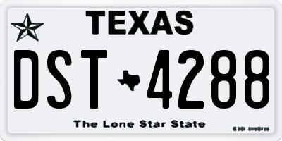 TX license plate DST4288